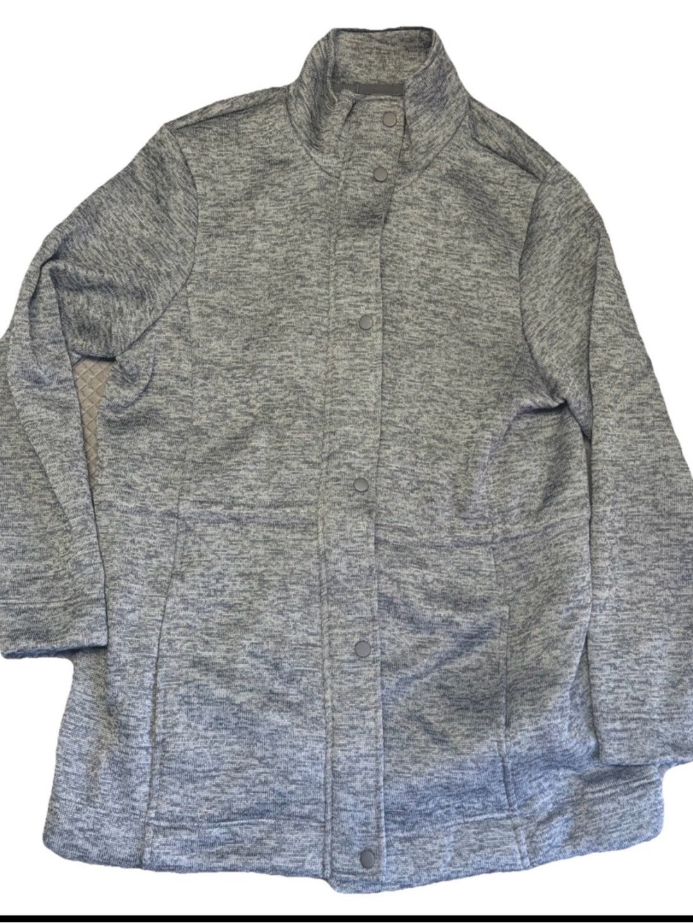 Lands End Women’s Button Close Fleece Jacket Gray Brush Size L -14/16 NEW